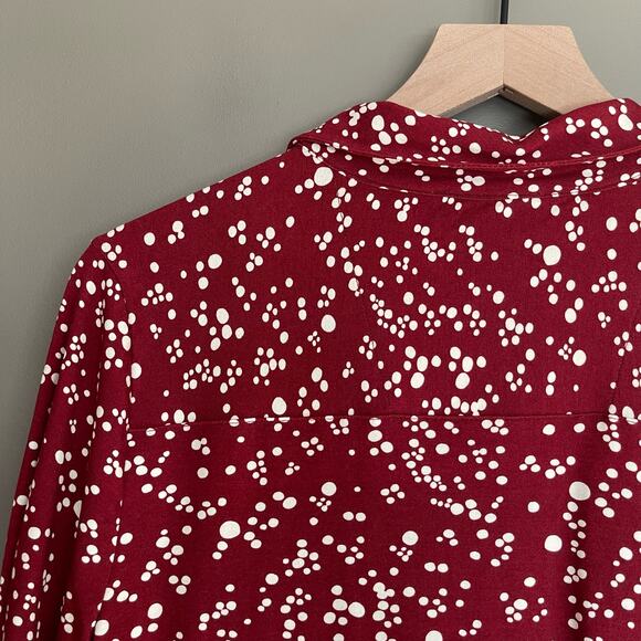 Woolovers Irregular Spot Red Jersey Print 3/4 Sleeve Shirt Size Medium Classic - Picture 12 of 16